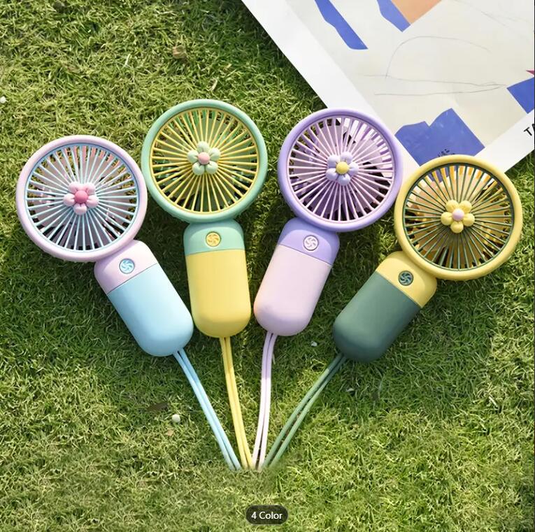Cute Handheld Portable Fan Strong Power With USB Rechargeable