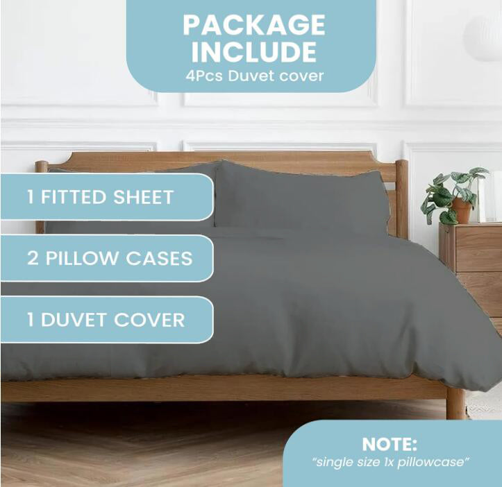 Sonia Linens Home Basic Soft Brushed Microfiber Duvet Cover Complete Set - Duvet Cover Fitted Sheet and Pillow cases