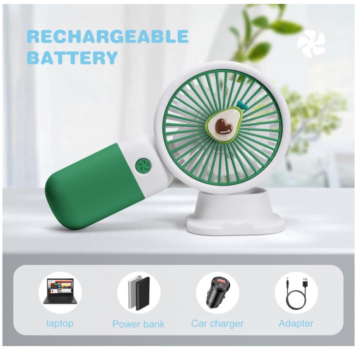 Cute Handheld Portable Fan Strong Power With USB Rechargeable
