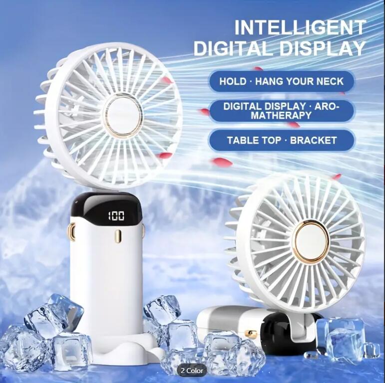 Portable Hand-held Folding Desk Fans Cooler Cooling USB Rechargeable